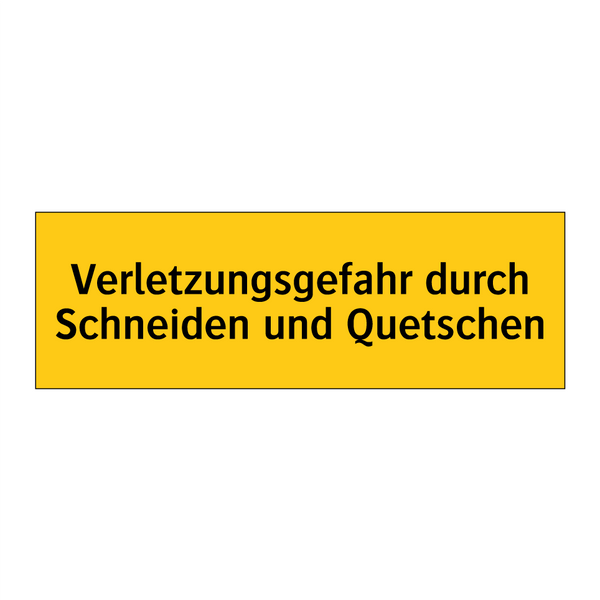 Verletzungsgefahr durch Schneiden und Quetschen
