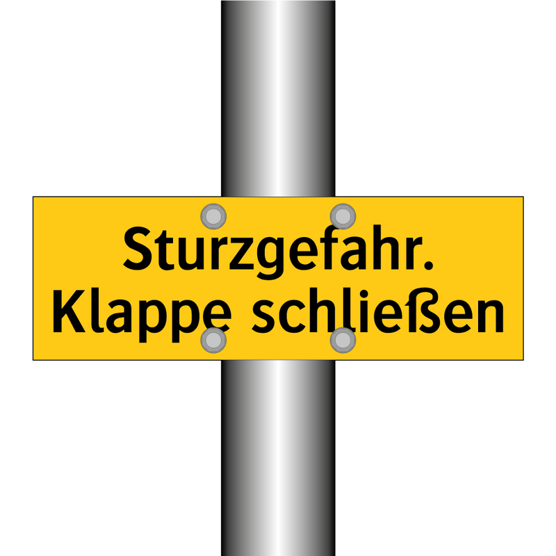 Sturzgefahr. Klappe schließen