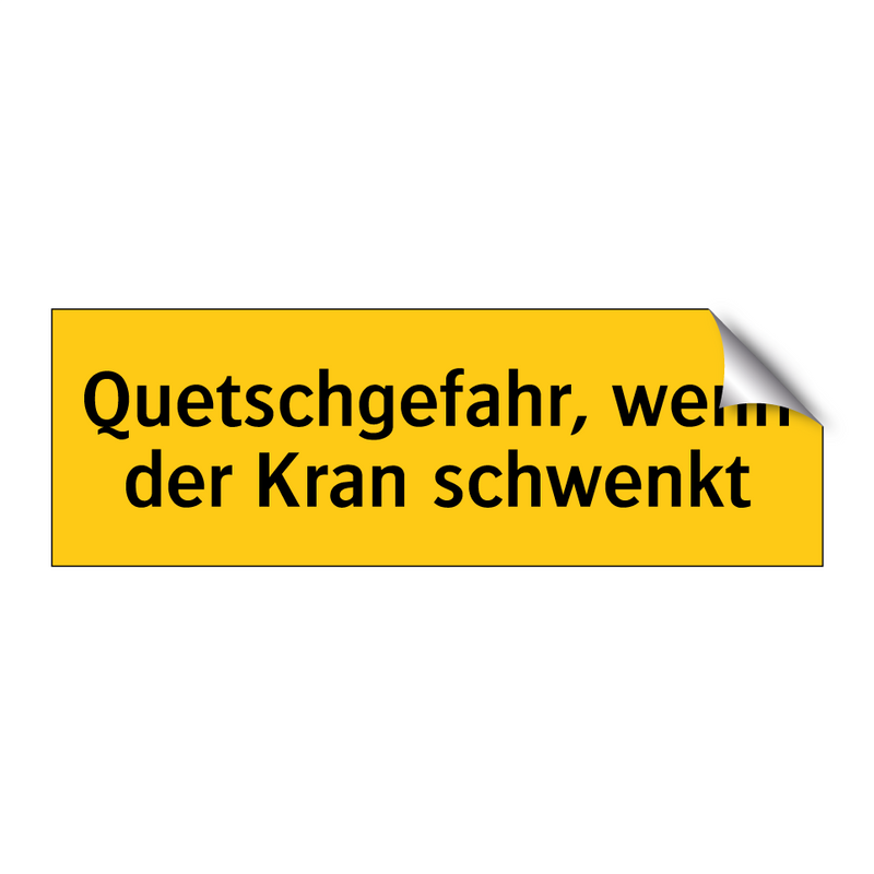 Quetschgefahr, wenn der Kran schwenkt