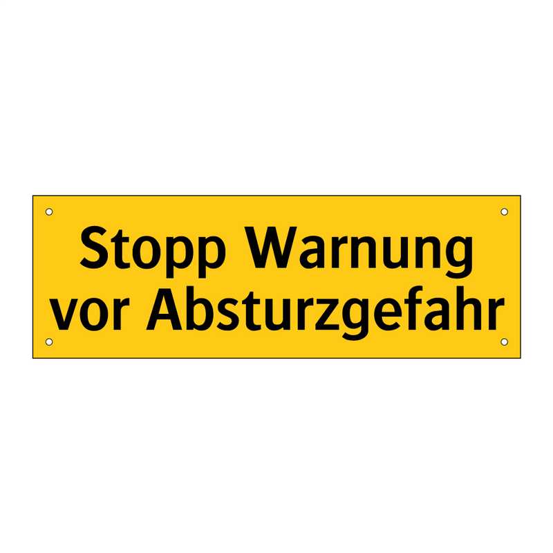 Stopp Warnung vor Absturzgefahr