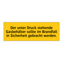 Der unter Druck stehende Gasbehälter sollte im Brandfall in Sicherheit gebracht werden.
