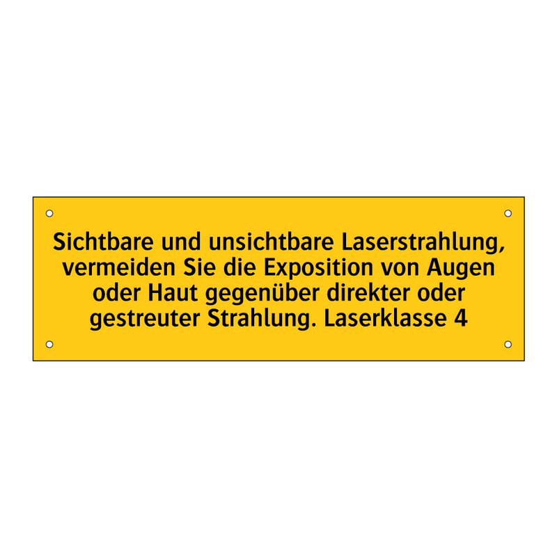 Sichtbare und unsichtbare Laserstrahlung, vermeiden Sie die Exposition von Augen oder Haut gegenüber direkter oder gestreuter Strahlung. Laserklasse 4