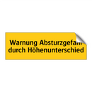 Warnung Absturzgefahr durch Höhenunterschied