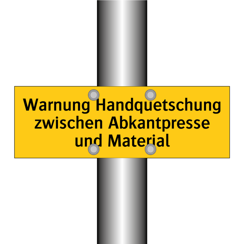Warnung Handquetschung zwischen Abkantpresse und Material