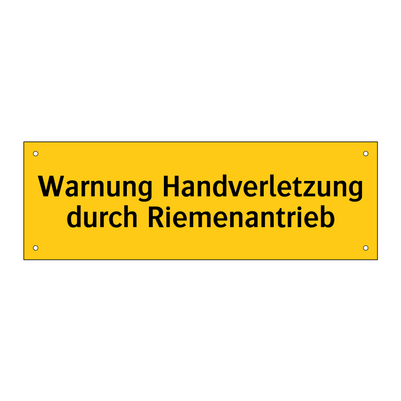 Warnung Handverletzung durch Riemenantrieb