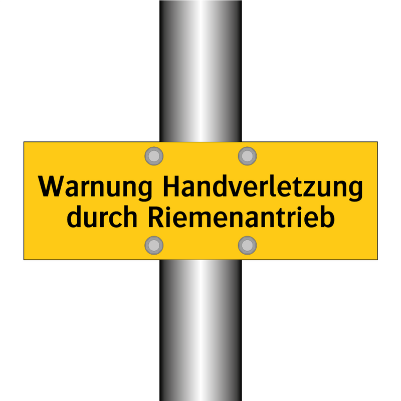 Warnung Handverletzung durch Riemenantrieb