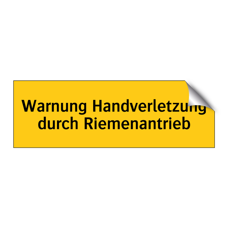 Warnung Handverletzung durch Riemenantrieb
