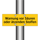 Warnung vor Säuren oder ätzenden Stoffen
