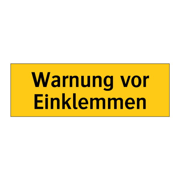 Warnung vor Einklemmen