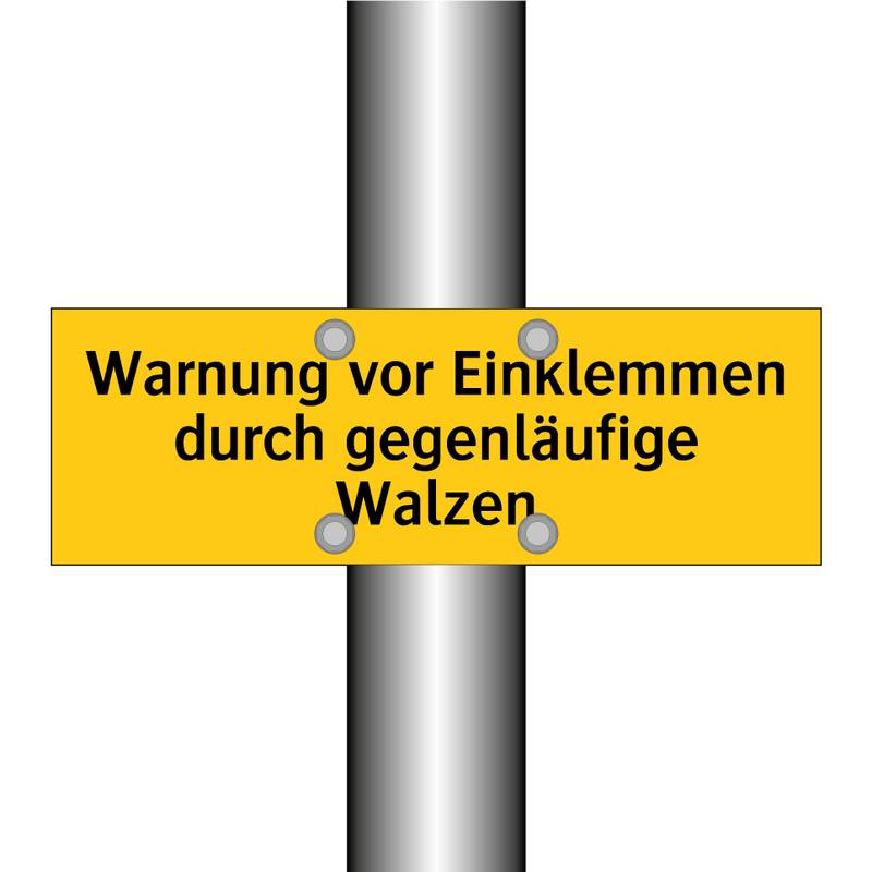Warnung vor Einklemmen durch gegenläufige Walzen