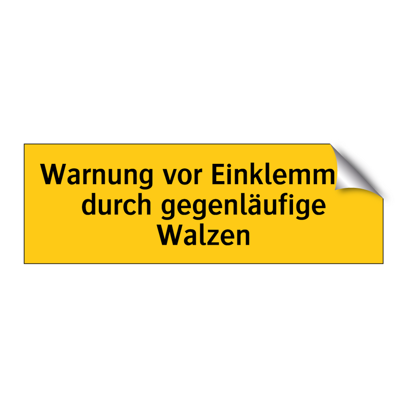 Warnung vor Einklemmen durch gegenläufige Walzen