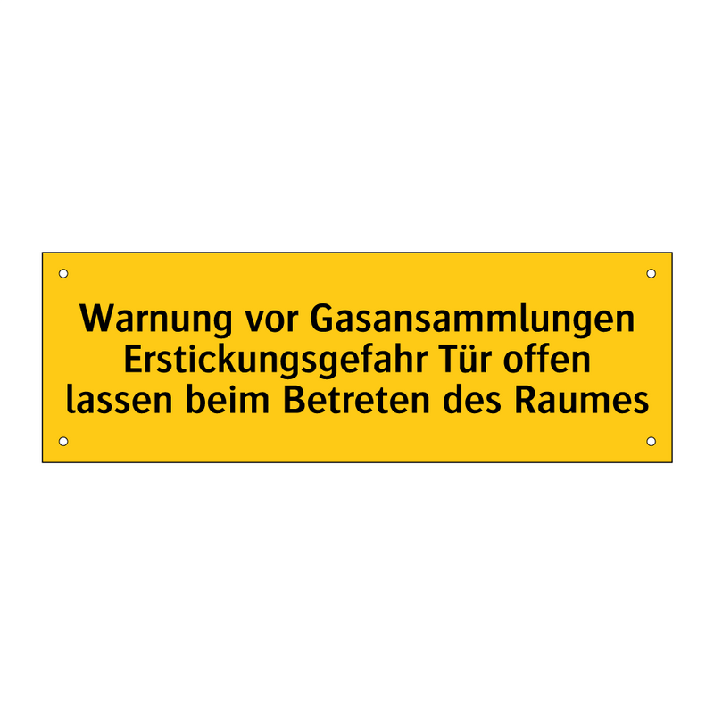 Warnung vor Gasansammlungen Erstickungsgefahr Tür offen lassen beim Betreten des Raumes
