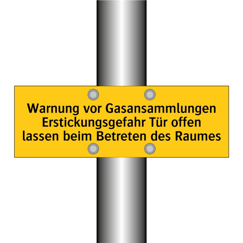 Warnung vor Gasansammlungen Erstickungsgefahr Tür offen lassen beim Betreten des Raumes