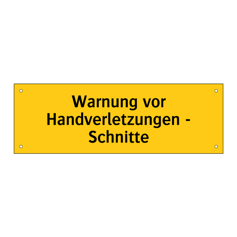Warnung vor Handverletzungen - Schnitte
