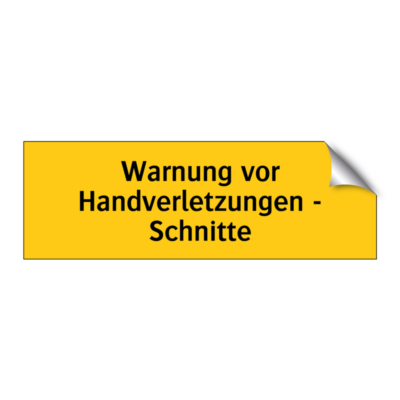 Warnung vor Handverletzungen - Schnitte