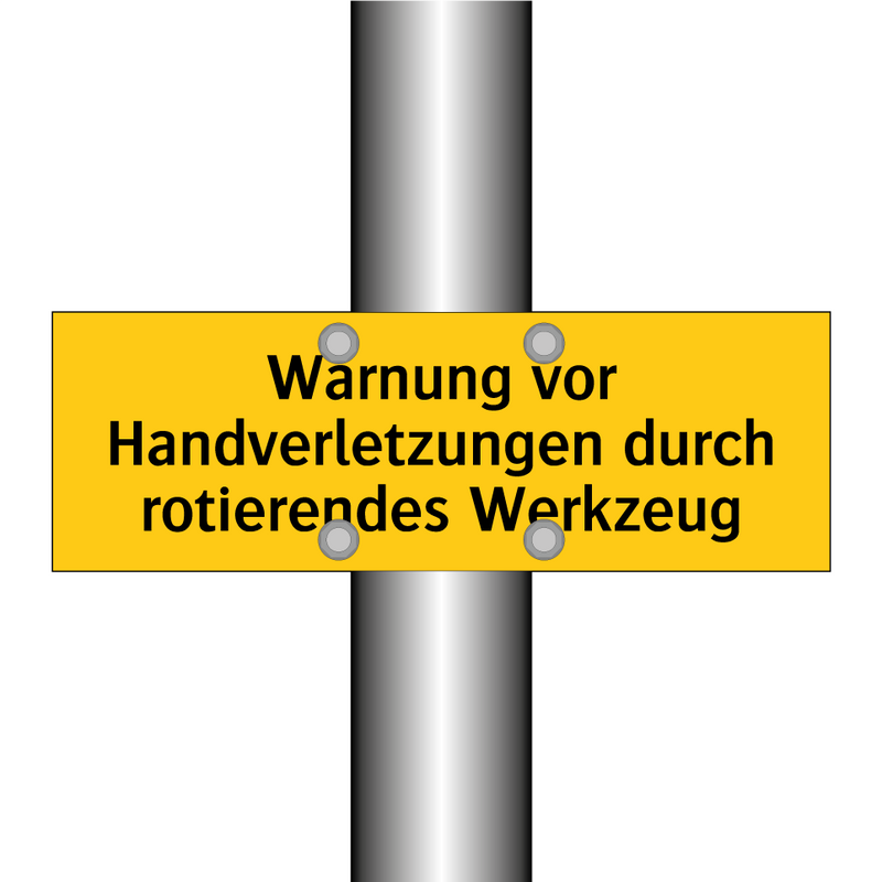 Warnung vor Handverletzungen durch rotierendes Werkzeug