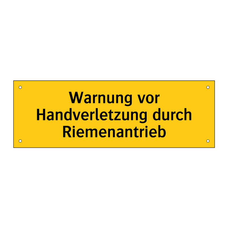 Warnung vor Handverletzung durch Riemenantrieb