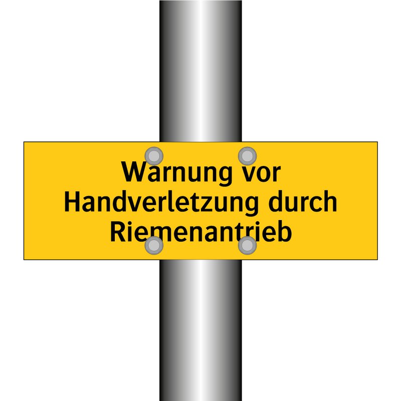 Warnung vor Handverletzung durch Riemenantrieb