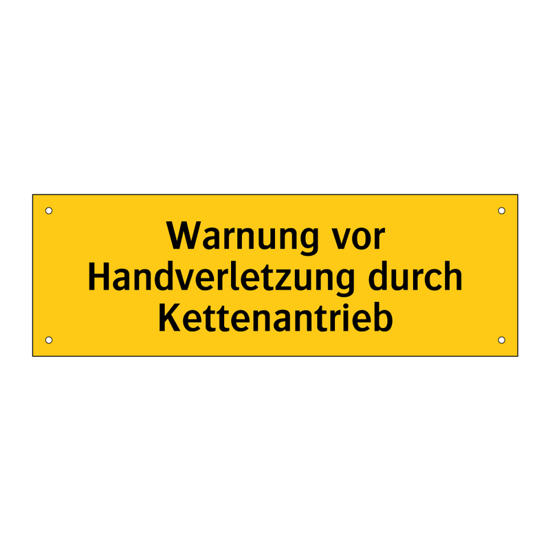 Warnung vor Handverletzung durch Kettenantrieb