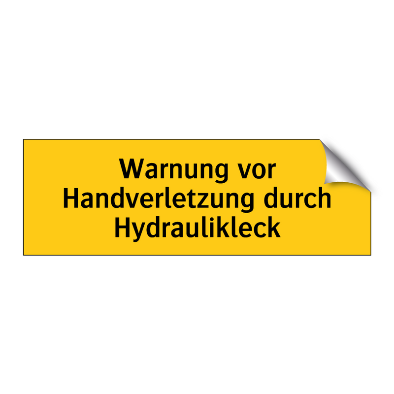 Warnung vor Handverletzung durch Hydraulikleck