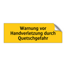 Warnung vor Handverletzung durch Quetschgefahr