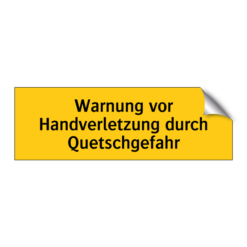 Warnung vor Handverletzung durch Quetschgefahr