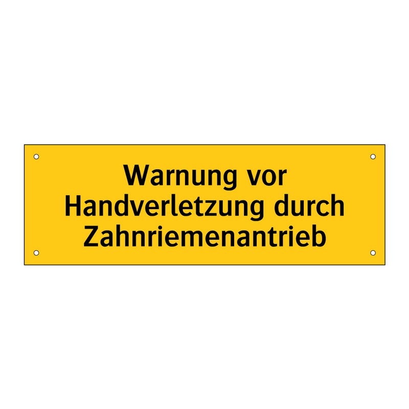 Warnung vor Handverletzung durch Zahnriemenantrieb