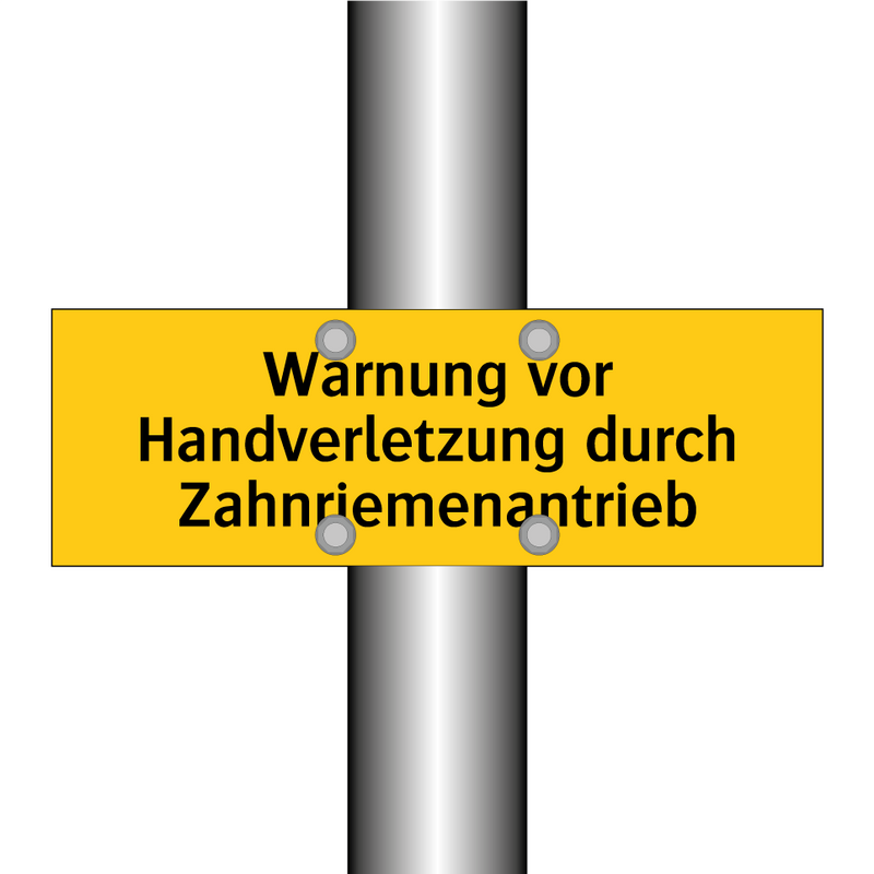 Warnung vor Handverletzung durch Zahnriemenantrieb
