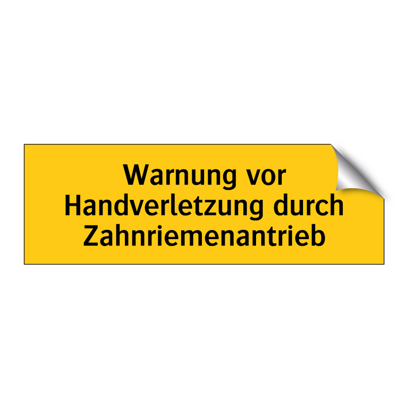 Warnung vor Handverletzung durch Zahnriemenantrieb