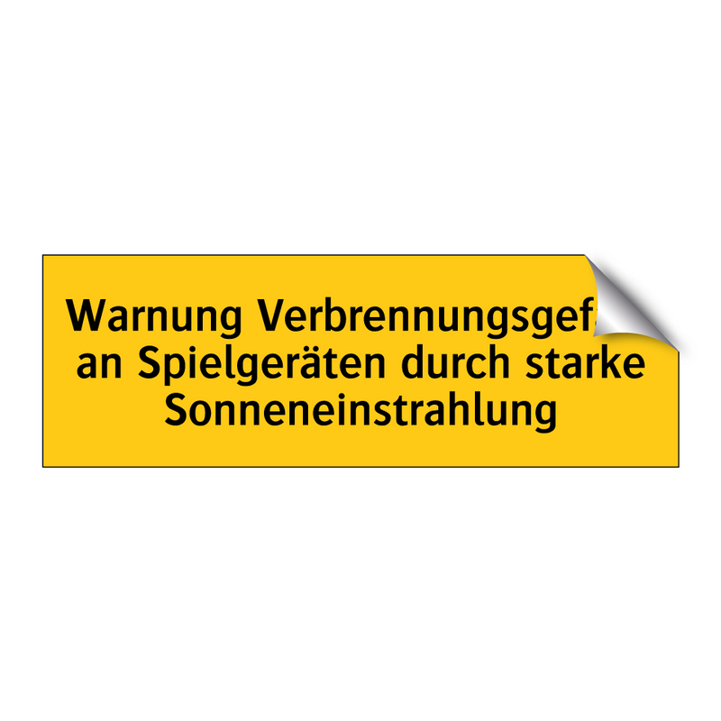 Warnung Verbrennungsgefahr an Spielgeräten durch starke Sonneneinstrahlung