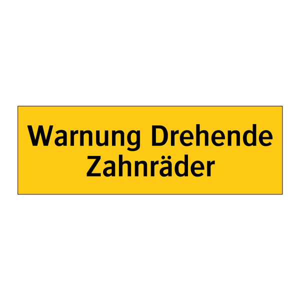 Warnung Drehende Zahnräder