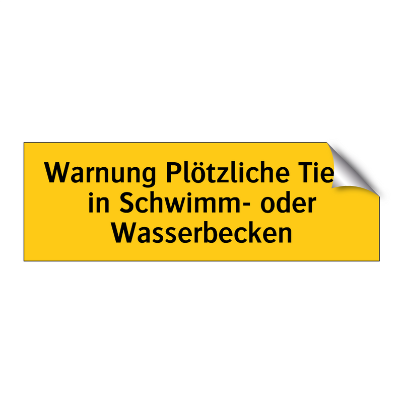 Warnung Plötzliche Tiefe in Schwimm- oder Wasserbecken