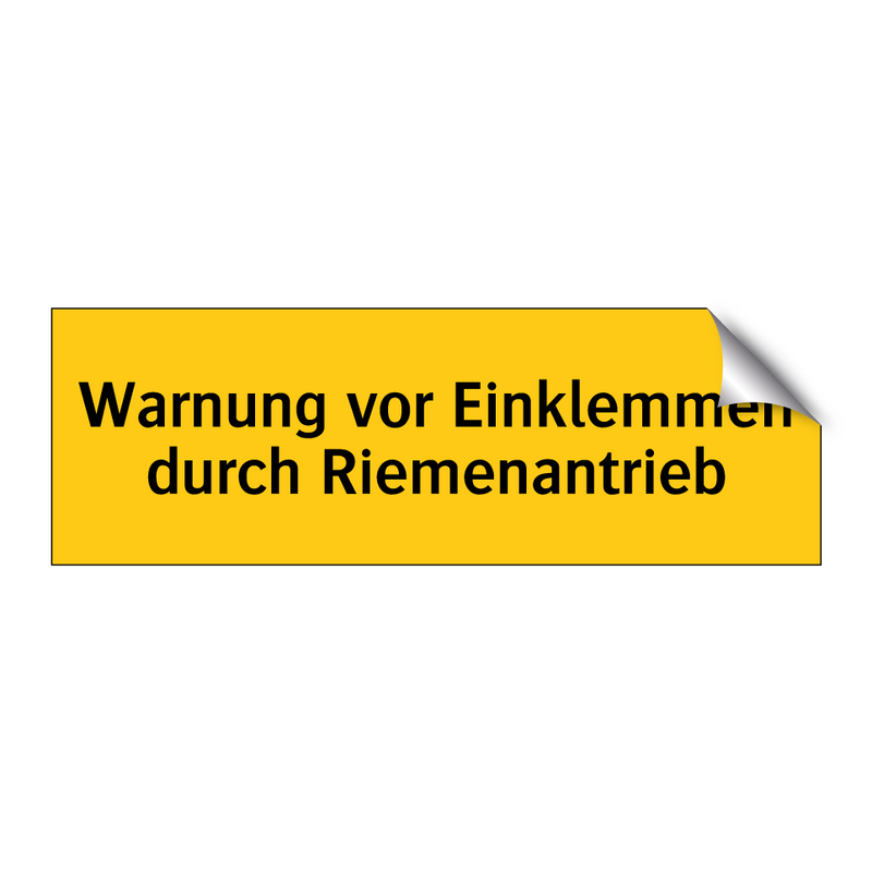 Warnung vor Einklemmen durch Riemenantrieb