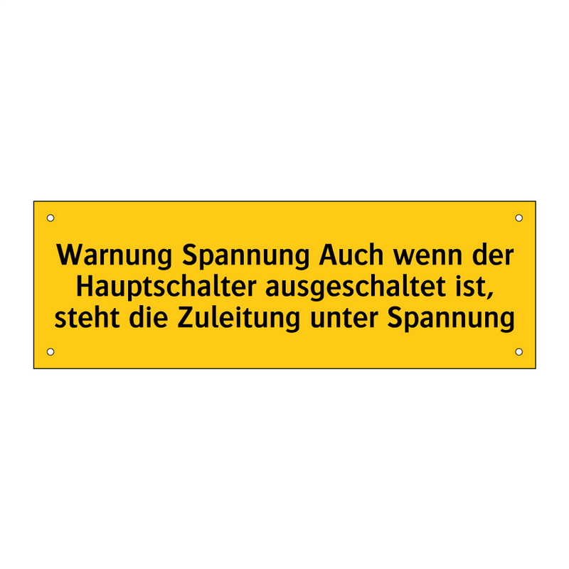 Warnung Spannung Auch wenn der Hauptschalter ausgeschaltet ist, steht die Zuleitung unter Spannung