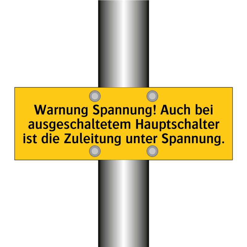 Warnung Spannung! Auch bei ausgeschaltetem Hauptschalter ist die Zuleitung unter Spannung.
