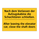 Nach dem Verlassen der Aufzugskabine /.../ - After leaving the elevator car, /.../