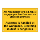 Am Arbeitsplatz wird mit Asbest /.../ - Asbestos is handled at the workplace. /.../