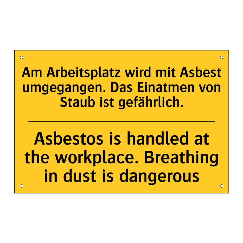 Am Arbeitsplatz wird mit Asbest /.../ - Asbestos is handled at the workplace. /.../