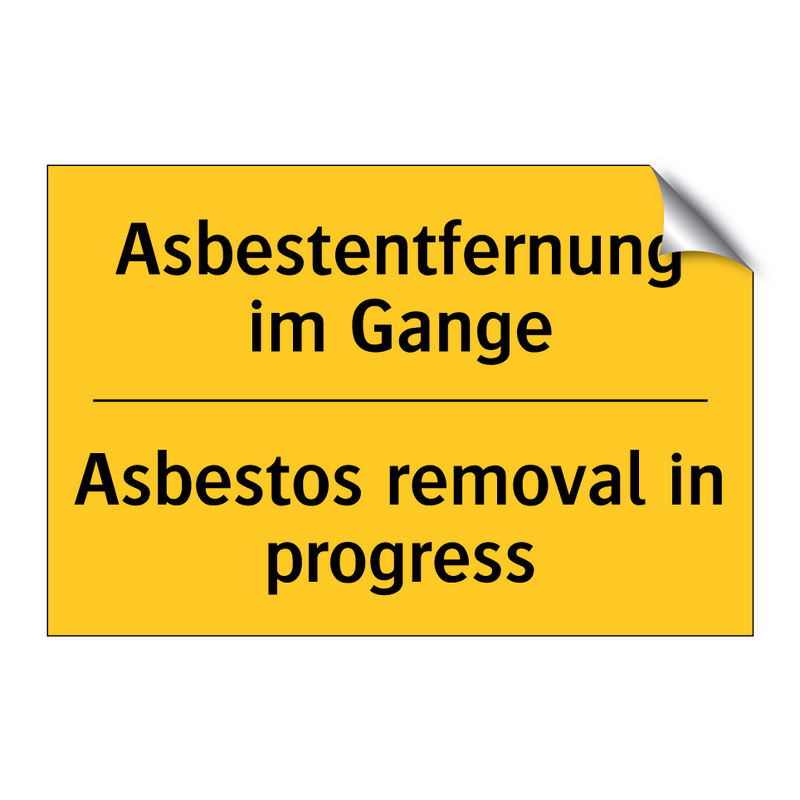 Asbestentfernung im Gange - Asbestos removal in progress