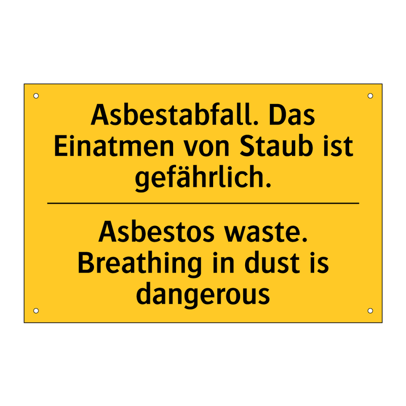 Asbestabfall. Das Einatmen von /.../ - Asbestos waste. Breathing in dust /.../