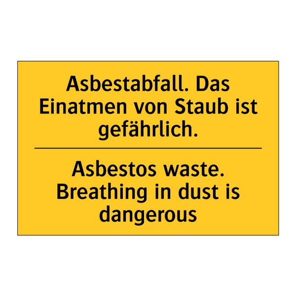 Asbestabfall. Das Einatmen von /.../ - Asbestos waste. Breathing in dust /.../