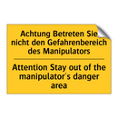 Achtung Betreten Sie nicht den /.../ - Attention Stay out of the manipulator's /.../