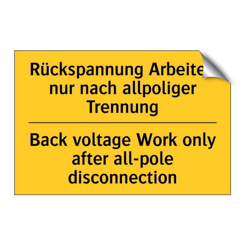 Rückspannung Arbeiten nur nach /.../ - Back voltage Work only after all-pole /.../