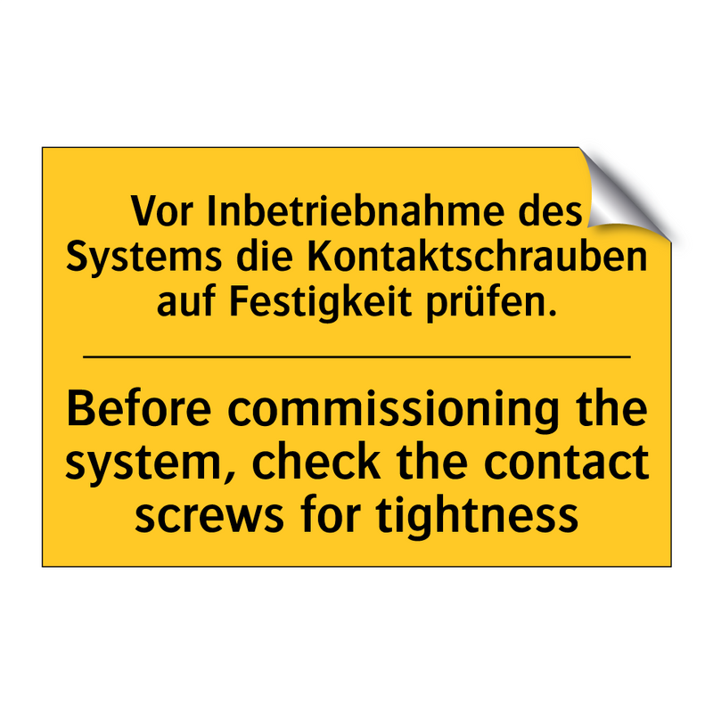 Vor Inbetriebnahme des Systems /.../ - Before commissioning the system, /.../