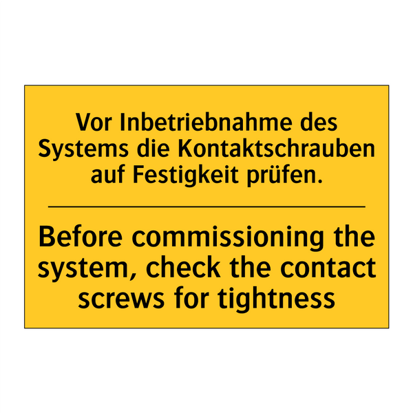 Vor Inbetriebnahme des Systems /.../ - Before commissioning the system, /.../