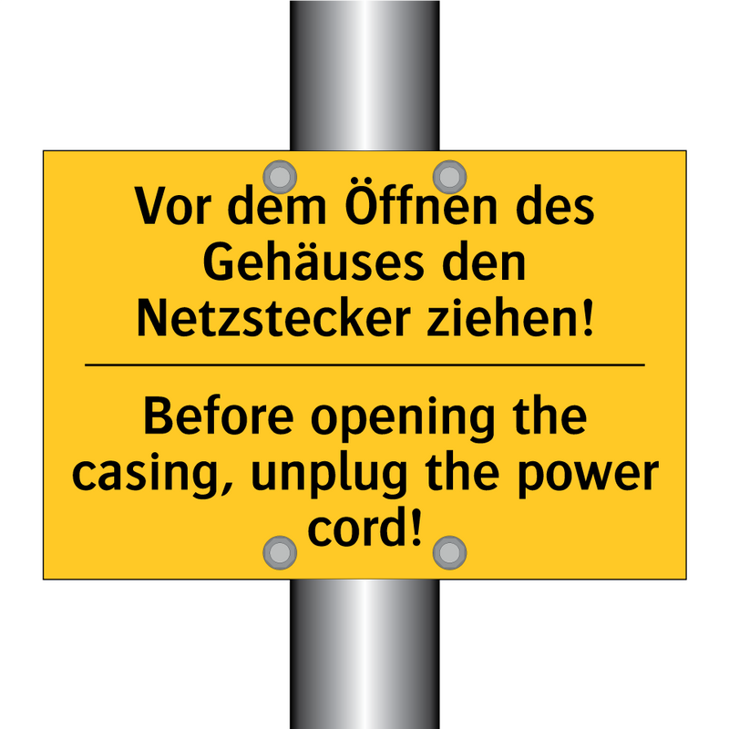Vor dem Öffnen des Gehäuses den /.../ - Before opening the casing, unplug /.../
