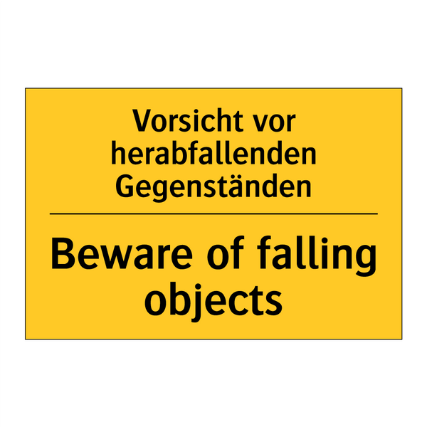 Vorsicht vor herabfallenden Gegenständen/.../ - Beware of falling objects