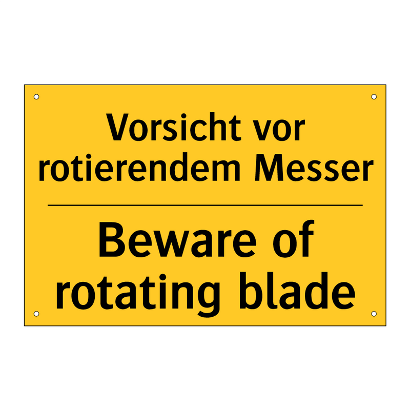 Vorsicht vor rotierendem Messer/.../ - Beware of rotating blade
