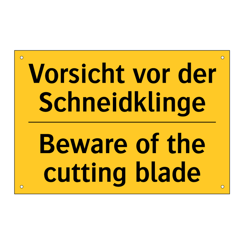 Vorsicht vor der Schneidklinge - Beware of the cutting blade