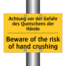 Achtung vor der Gefahr des Quetschens /.../ - Beware of the risk of hand crushing/.../